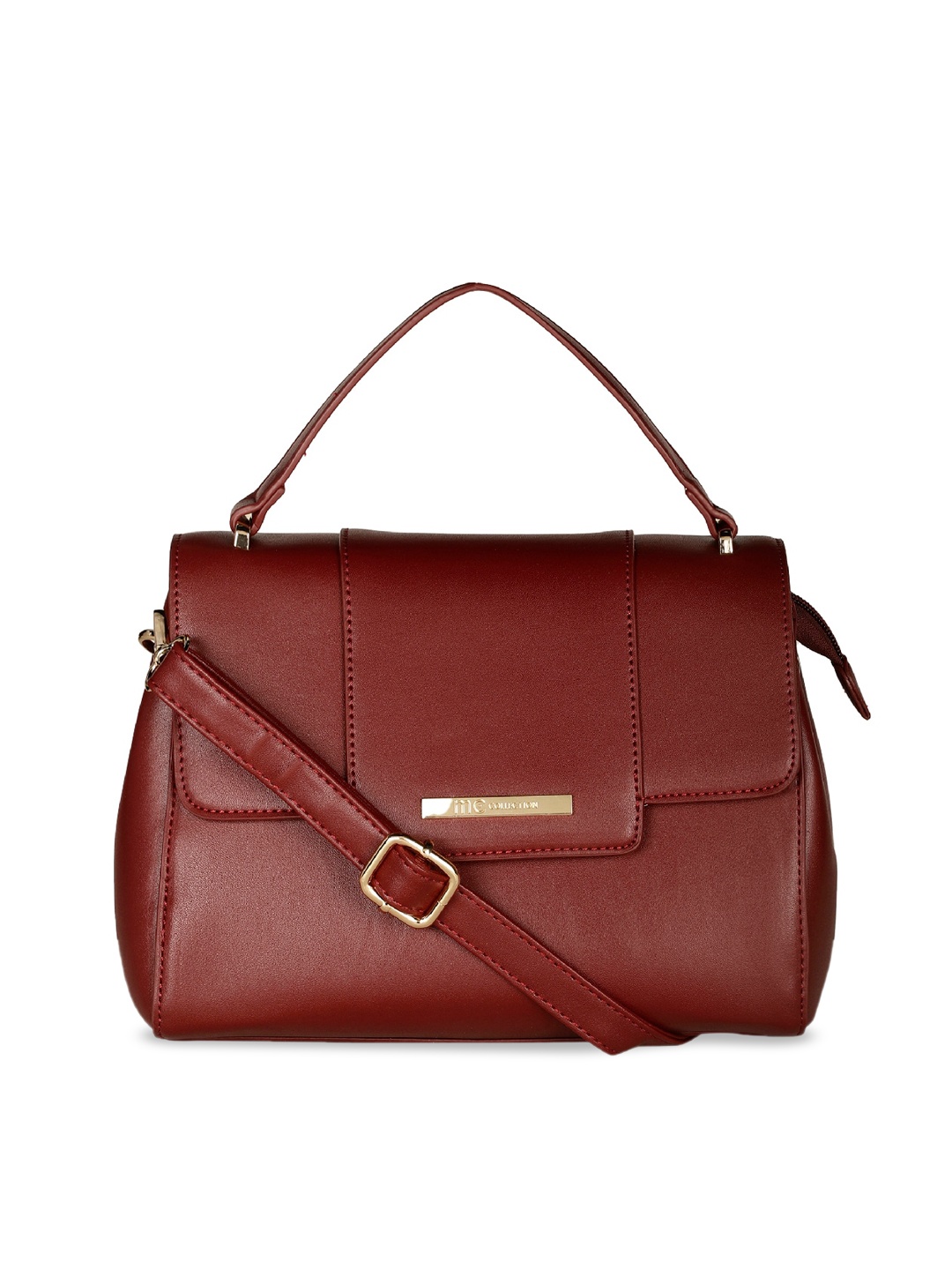 

Marie Claire Maroon Leather Structured Satchel