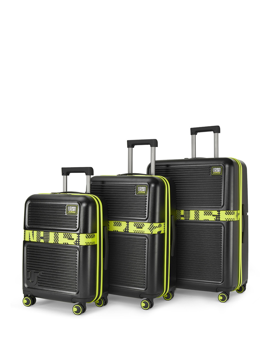 

Urban Jungle by Safari Set Of 3 Textured Hard Sided Trolley Suitcase, Black