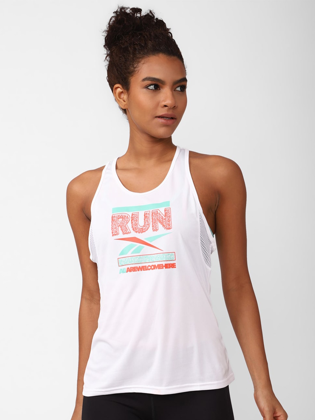 

Reebok Fitness Run Graphic Tank Top, White