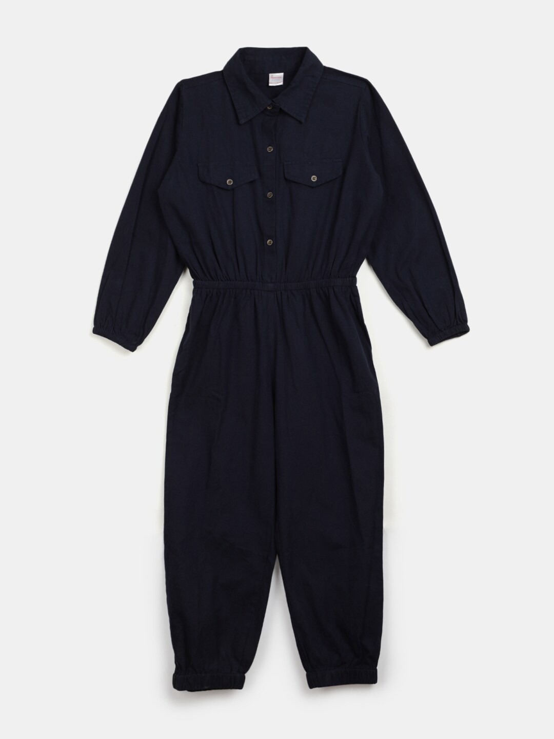 

V-Mart Girls Shirt Collar Jumpsuit, Blue