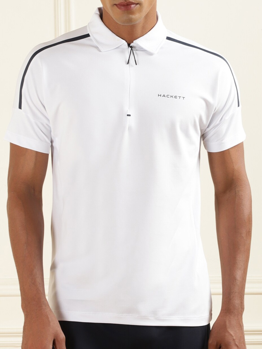 

HACKETT LONDON Polo Collar Half-Zip Cotton T-shirt, White