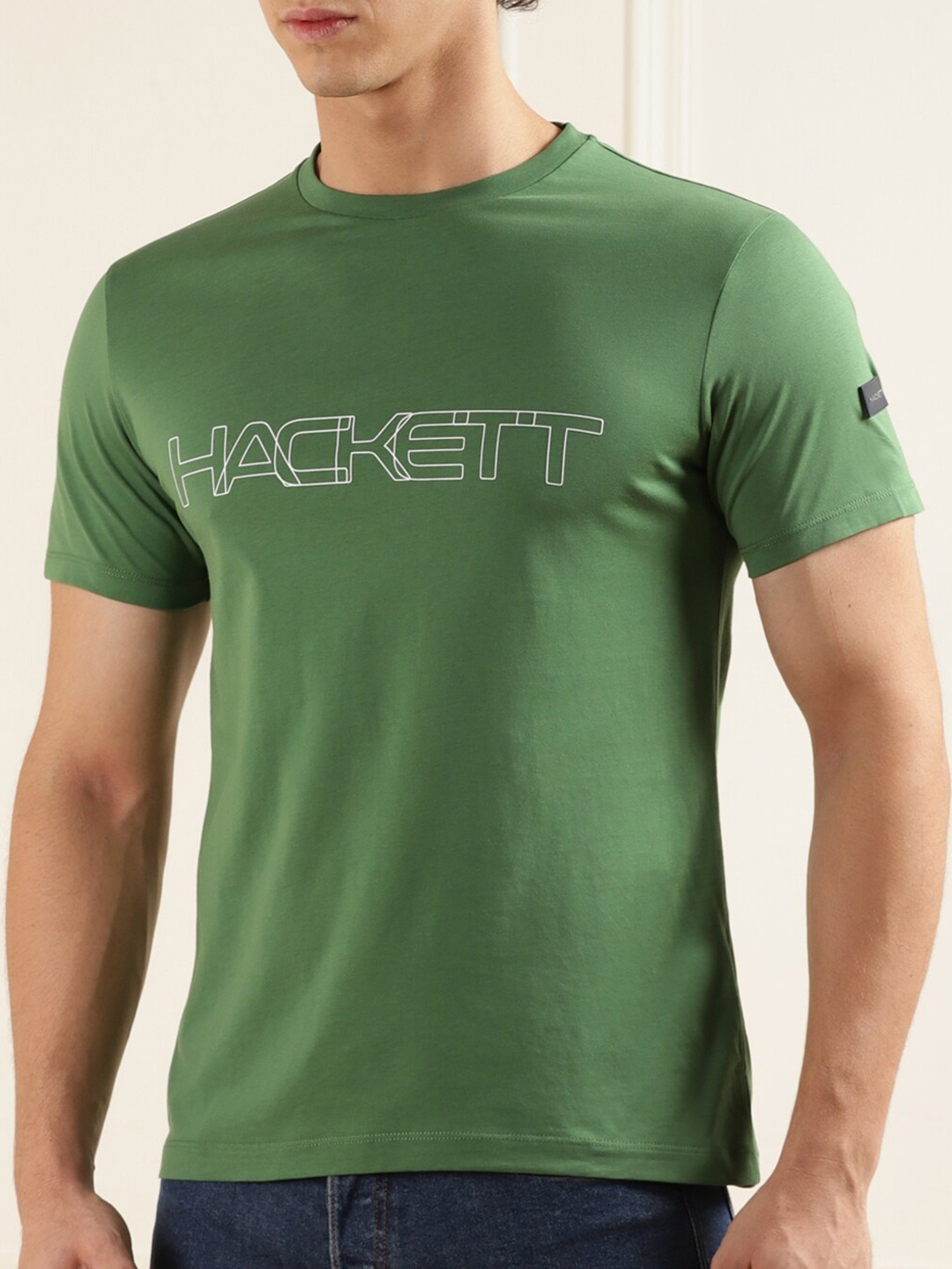 

HACKETT LONDON Typography Printed Round Neck T-shirt, Green