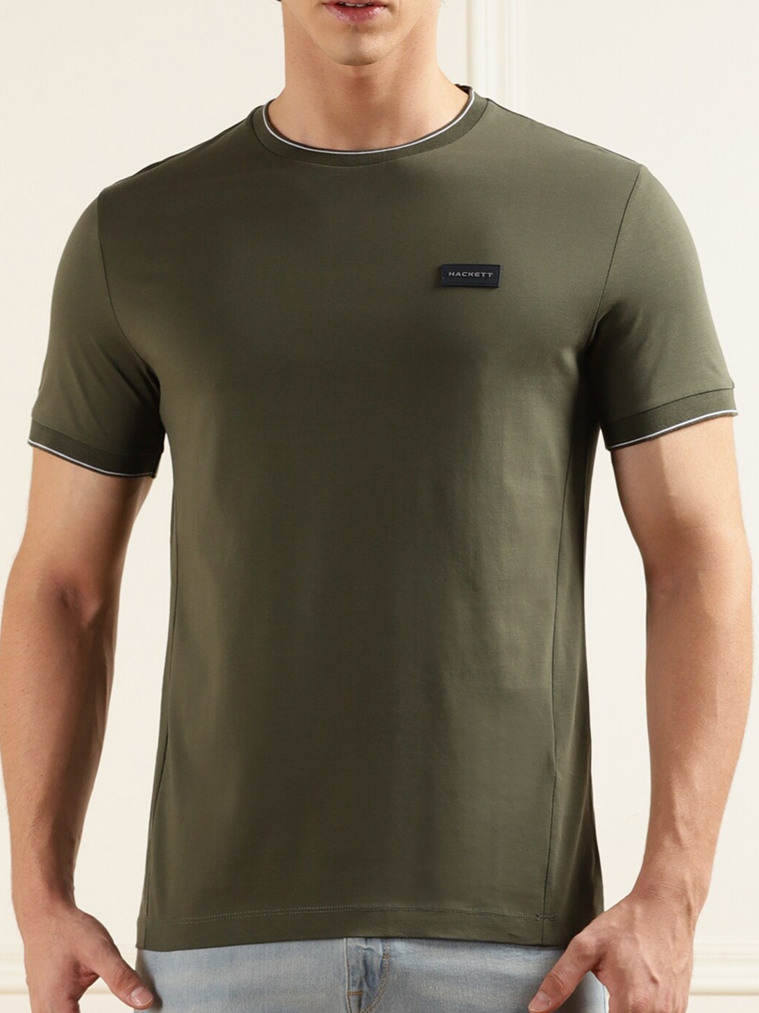 

HACKETT LONDON Round Neck Cotton T-shirt, Olive
