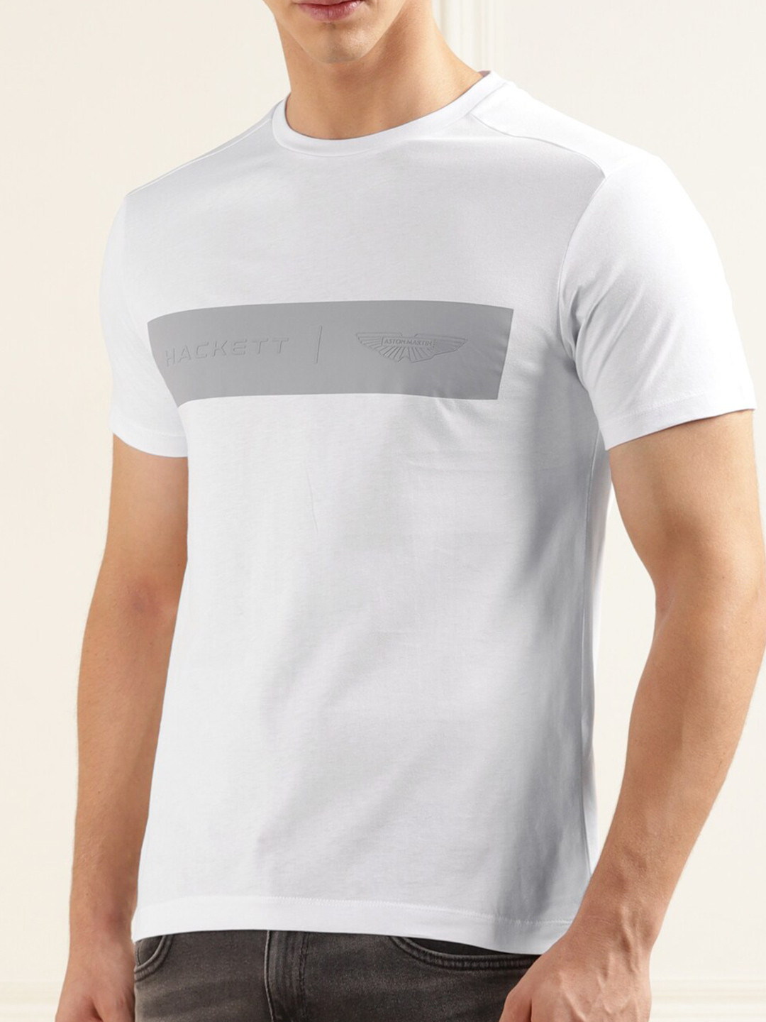 

HACKETT LONDON Graphic Printed Round Neck Cotton T-shirt, White