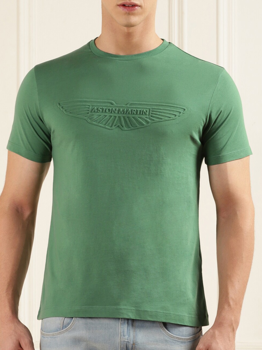 

HACKETT LONDON Embossed Round Neck Cotton T-shirt, Green