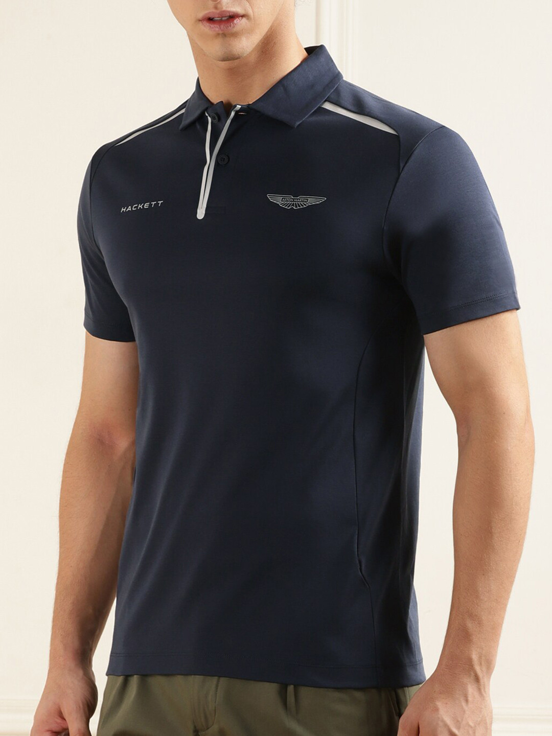

HACKETT LONDON Half Sleeve Cotton Polo T-shirt, Navy blue