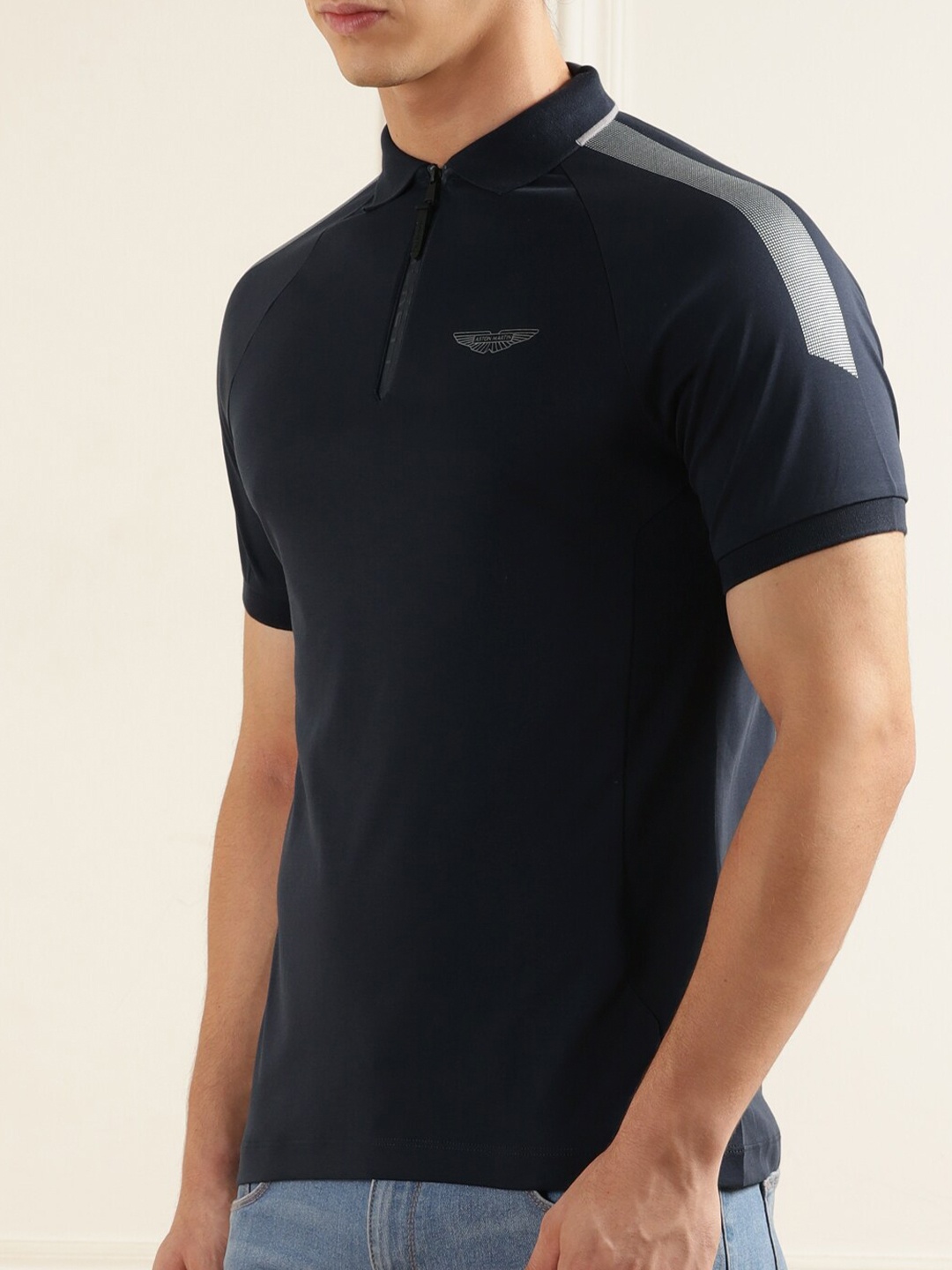 

HACKETT LONDON Polo Collar Raglan Sleeve Cotton T-shirt, Navy blue