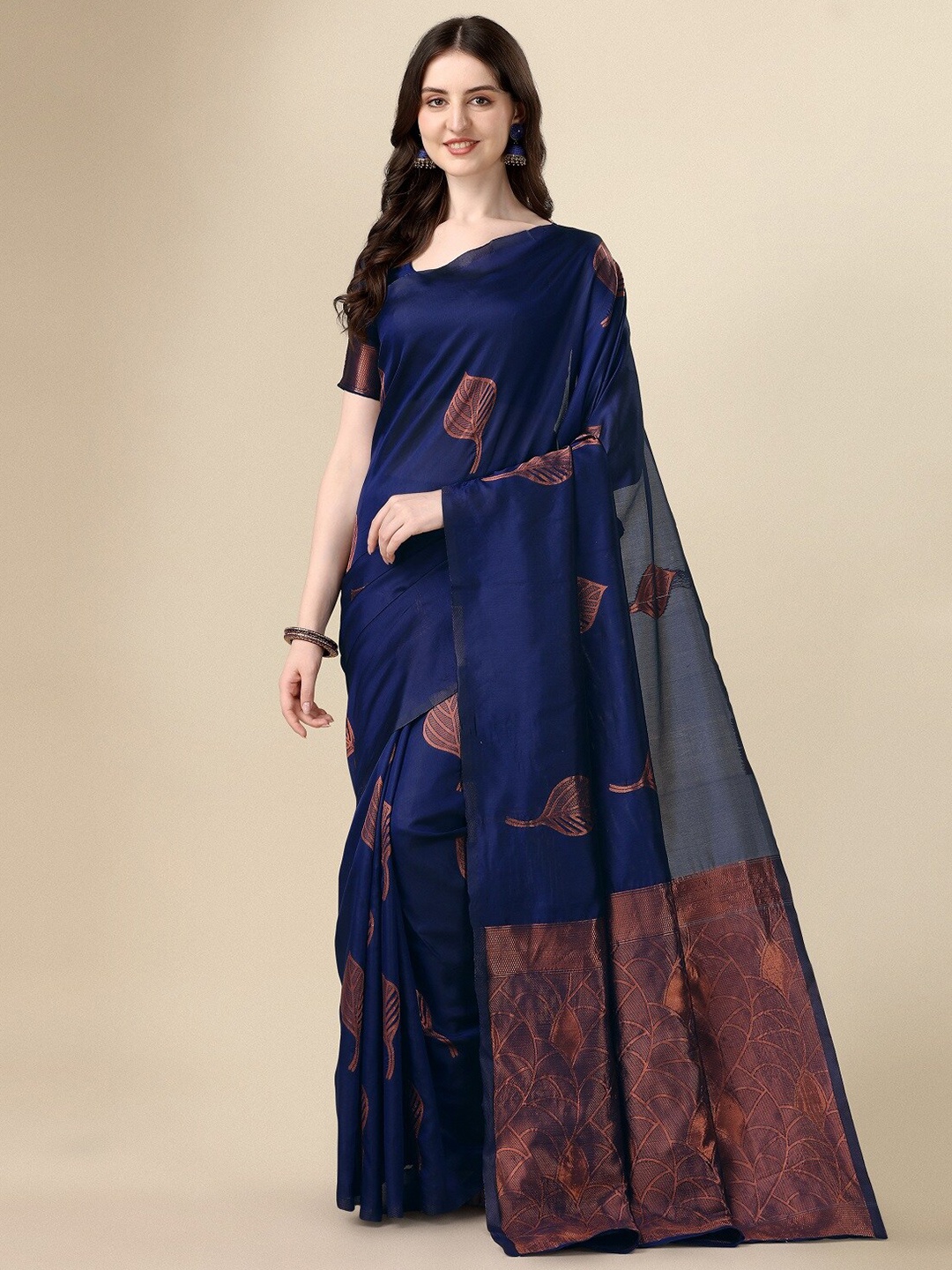 

Fashion Basket Floral Woven Design Zari Saree, Blue