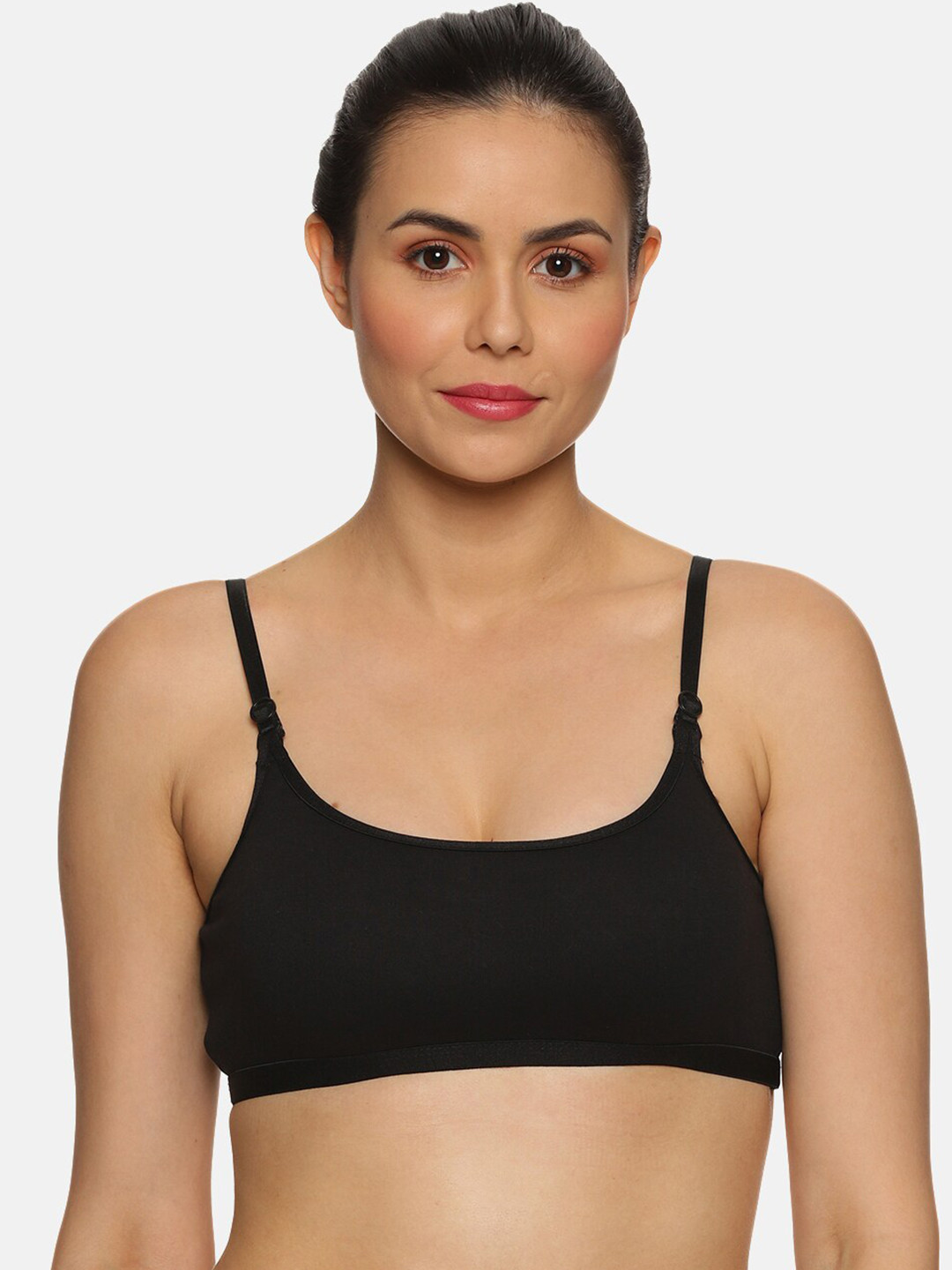 

NOT YET by us Seamless Super Support Non-Padded Cotton Bra, Black