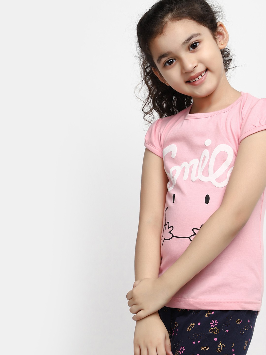 

V-Mart Girls Typography Printed Cotton T-shirt, Pink