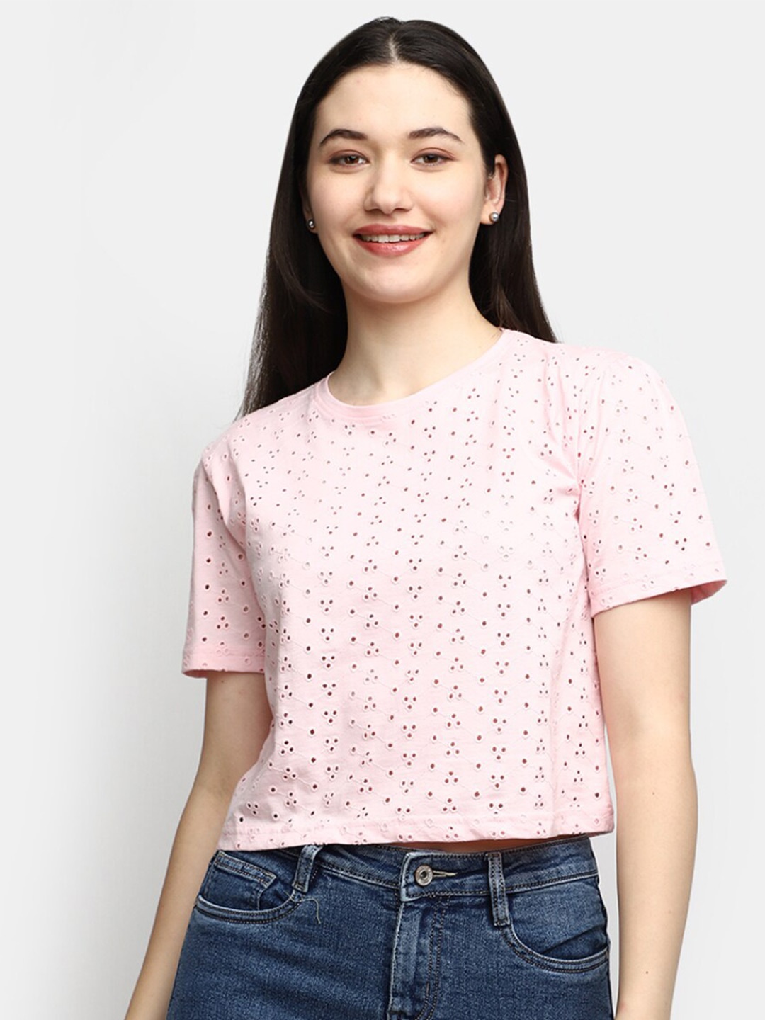 

V-Mart Women Round Neck T-shirt, Pink