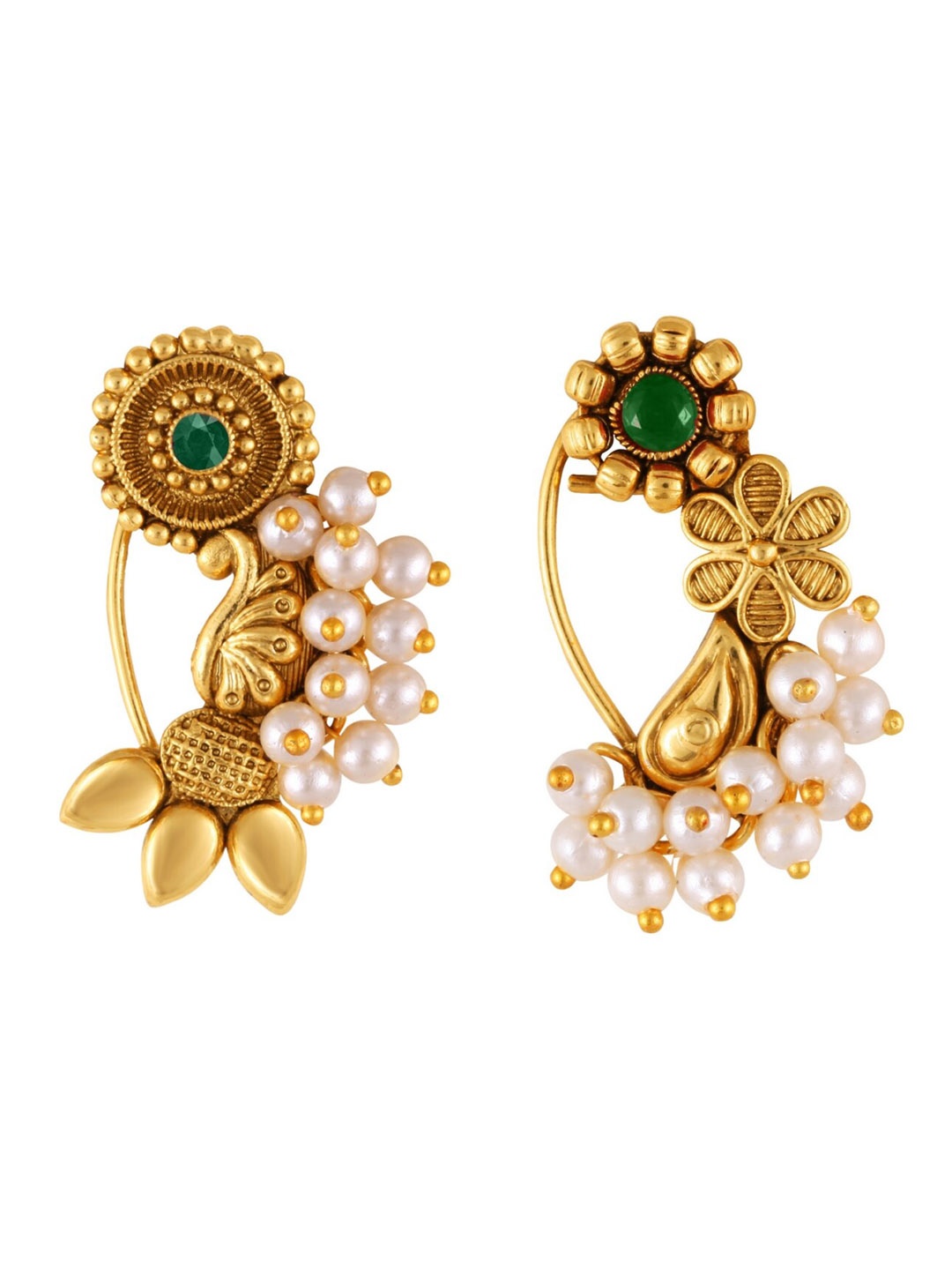 

Vighnaharta Set Of 2 Gold-Plated Stone-Studded & Beaded Nosepin