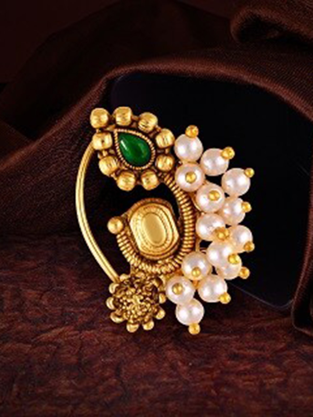 

Vighnaharta Set Of 2 Gold-Plated Stone-Studded Nose Pins