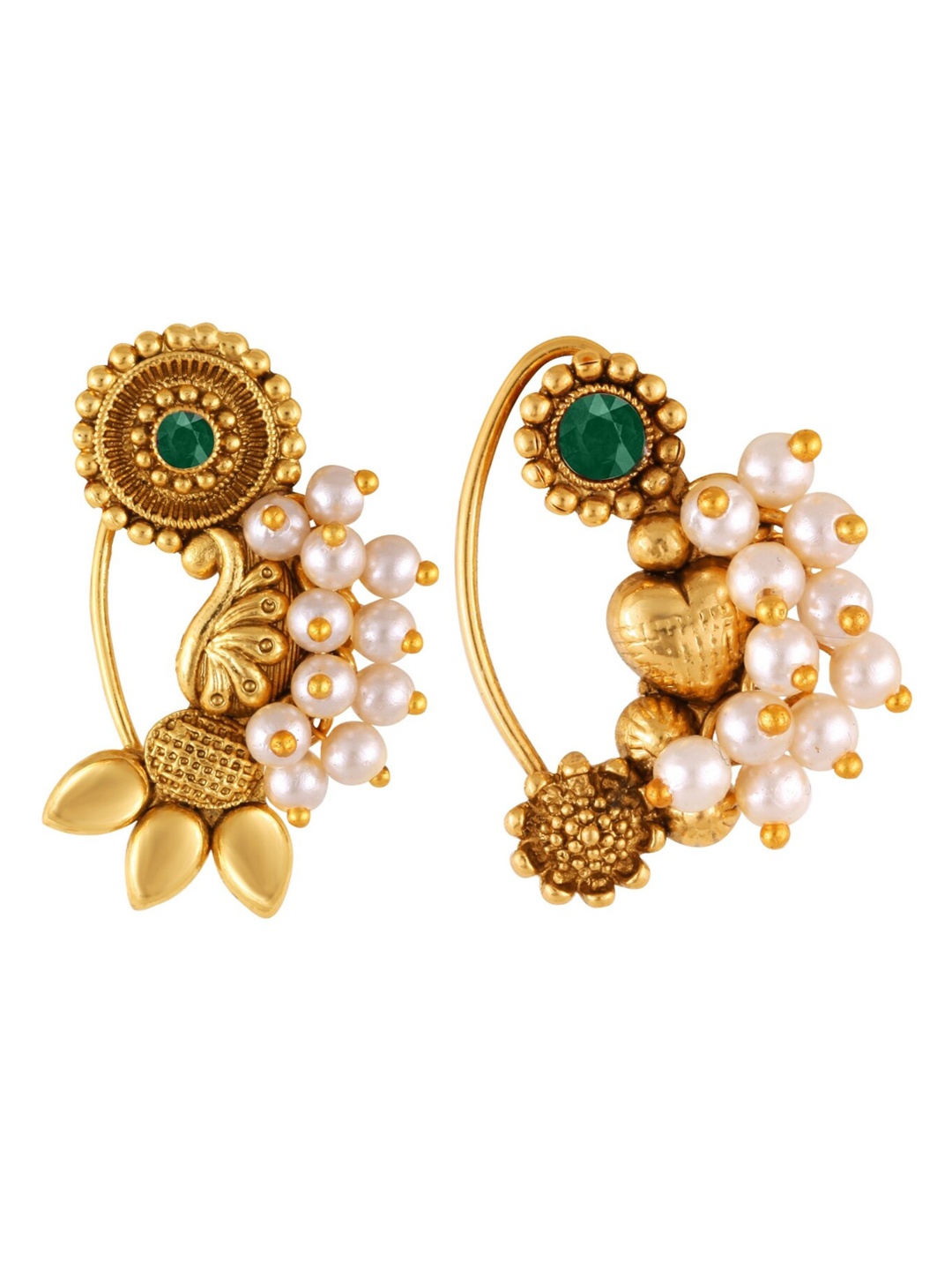 

Vighnaharta Set Of 2 Gold-Plated Stone-Studded & Beaded Nosepins