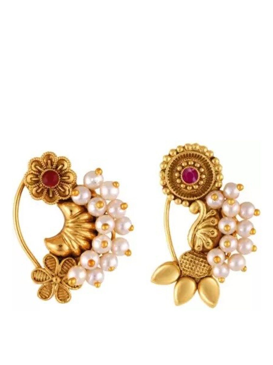 

Vighnaharta Set Of 2 Gold-Plated Beaded Nosepins