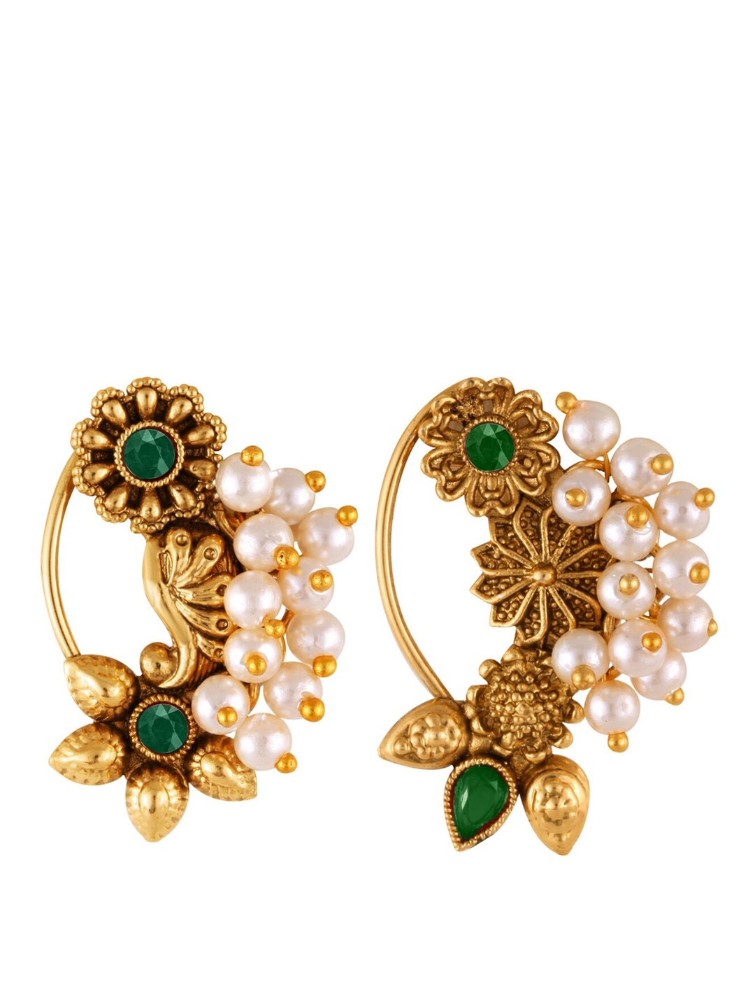 

Vighnaharta Set Of 2 Gold -Plated Beaded Nosepins