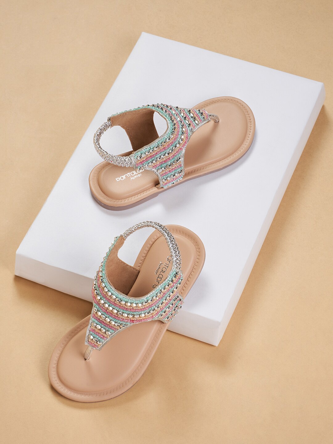 

Pantaloons Junior Girls Embellished T-Strap Flats, Silver