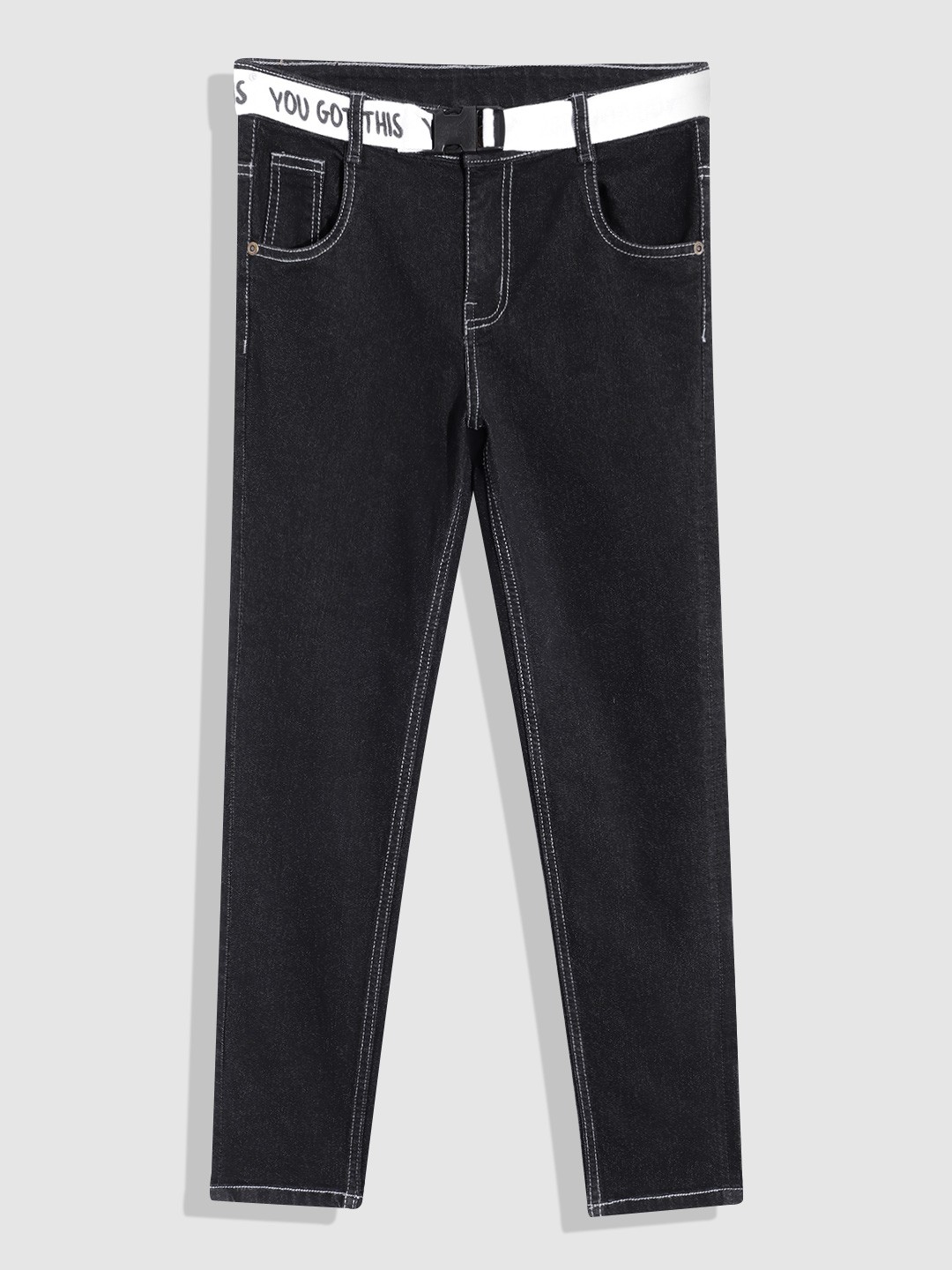 

YK Girls Slim Fit Stretchable Jeans, Black