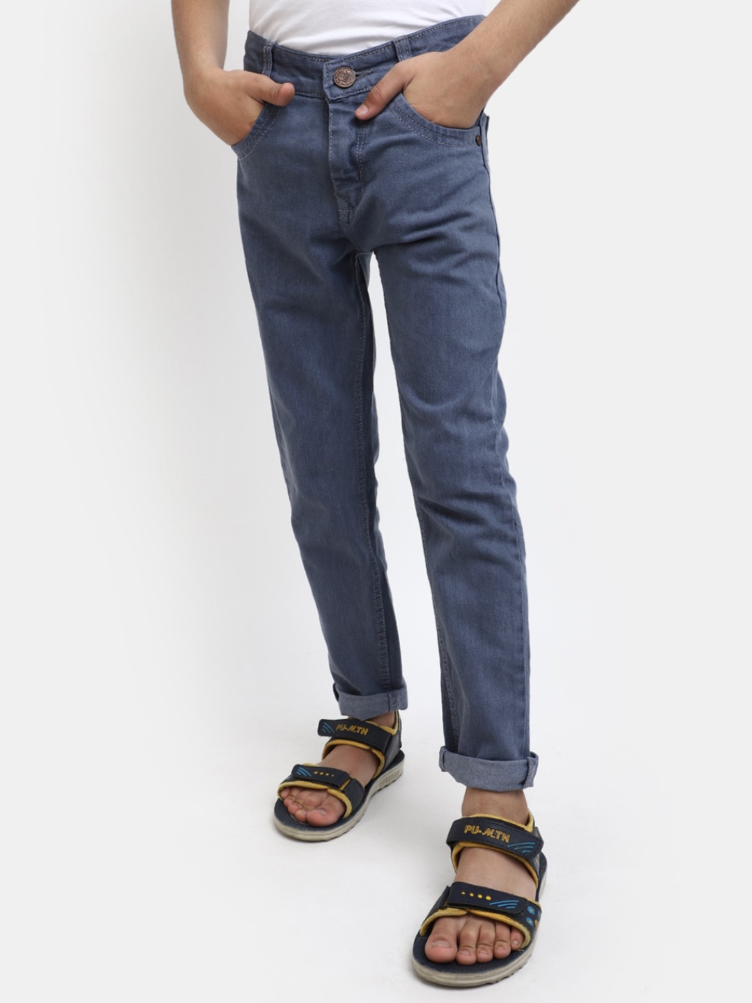 

V-Mart Boys Mid-Rise Clean Look Stretchable Jeans, Blue