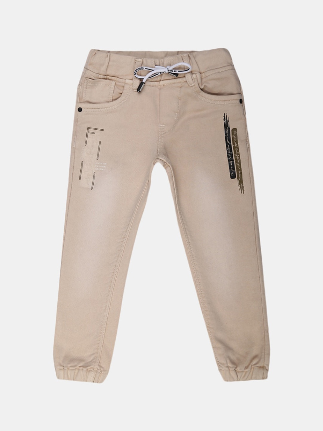 

V-Mart Boys Printed Stretchable Jeans, Beige