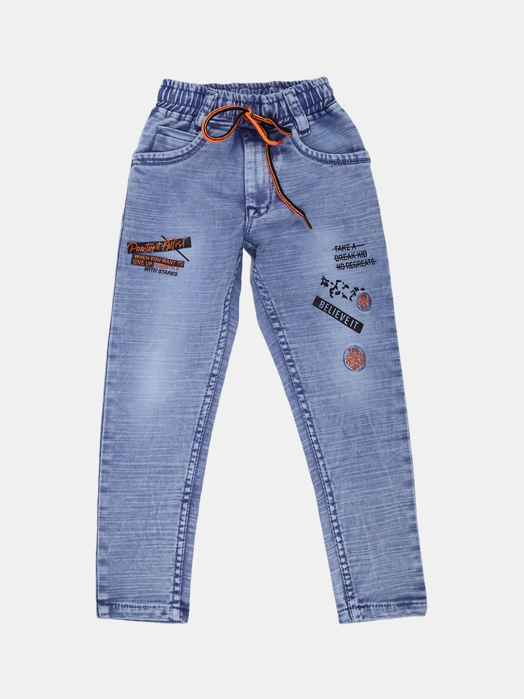 

V-Mart Boys Heavy Fade Printed Stretchable Jeans, Blue