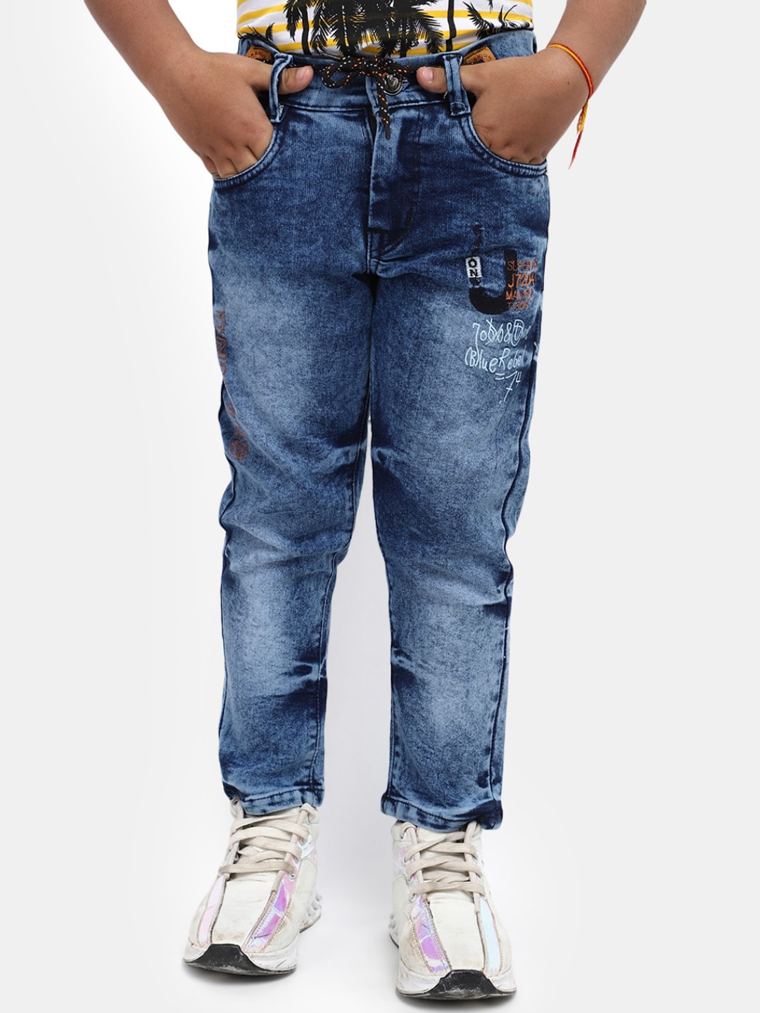 

V-Mart Boys Clean Look Heavy Fade Stretchable Jeans, Blue