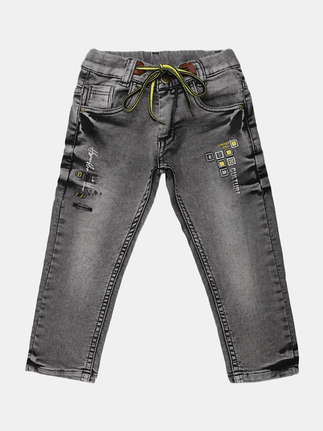 

V-Mart Boys Mid-Rise Clean Look Printed Heavy Fade Stretchable Jeans, Grey