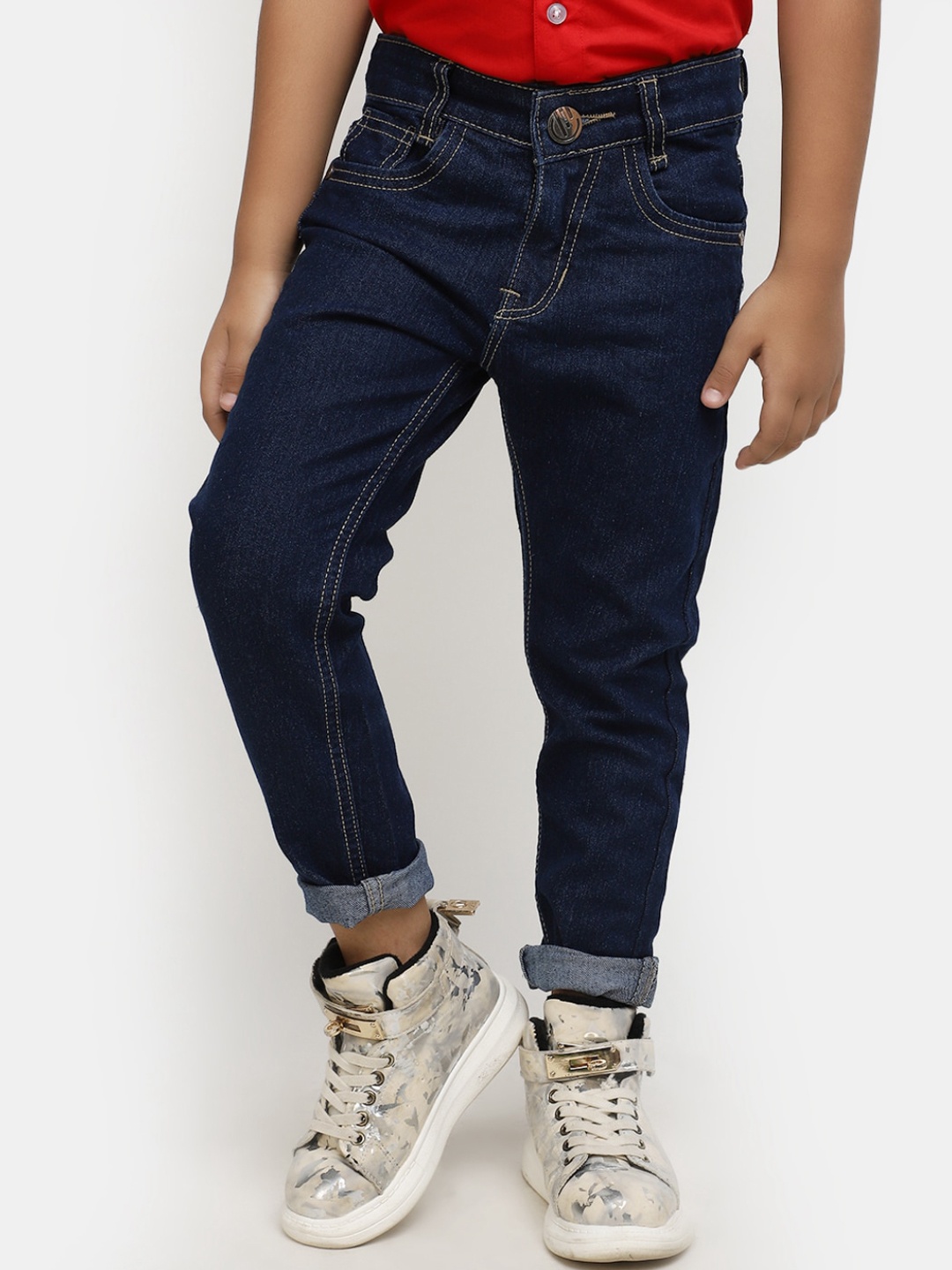 

V-Mart Boys No Fade Clean Look Stretchable Jeans, Blue