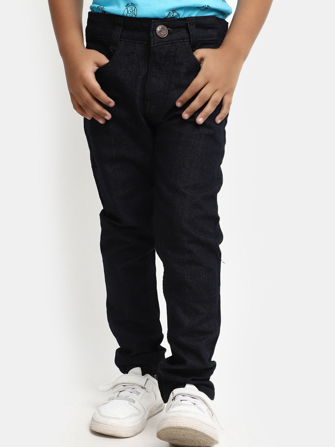 

V-Mart Boys Clean Look Knitted Denim Stretchable Jeans, Black