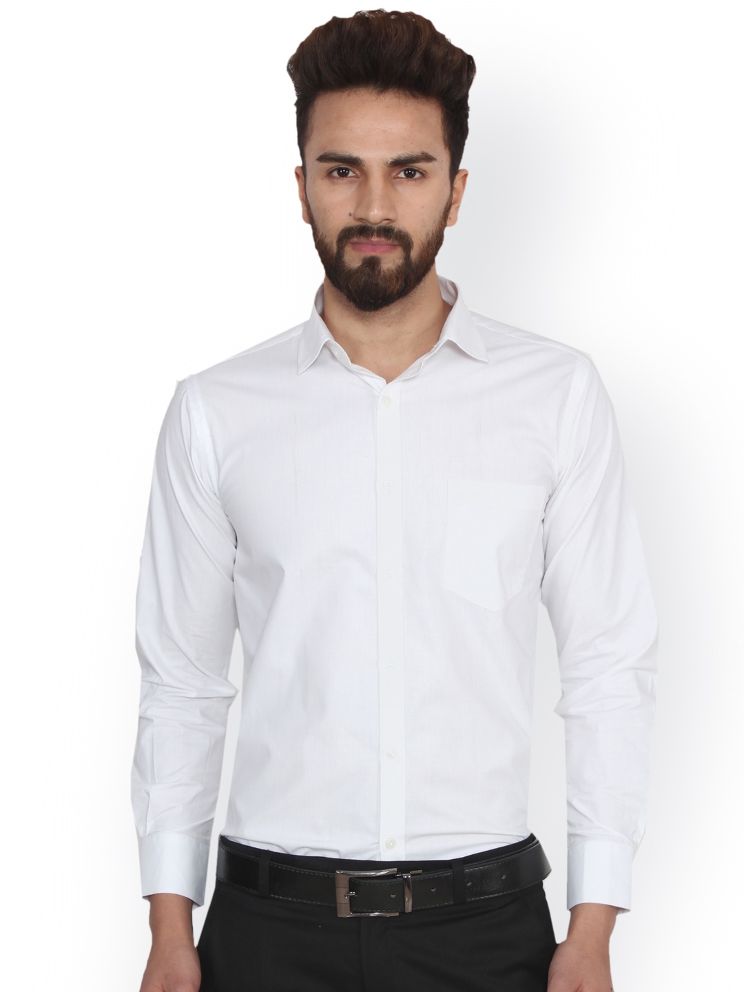 

Hangup Men White Regular Fit Solid Formal Shirt