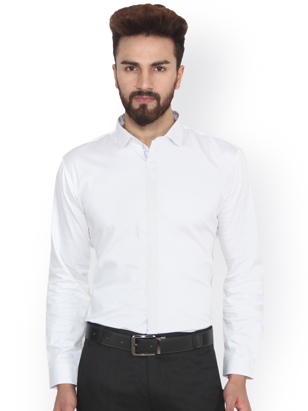 

Hangup Men White Regular Fit Solid Formal Shirt