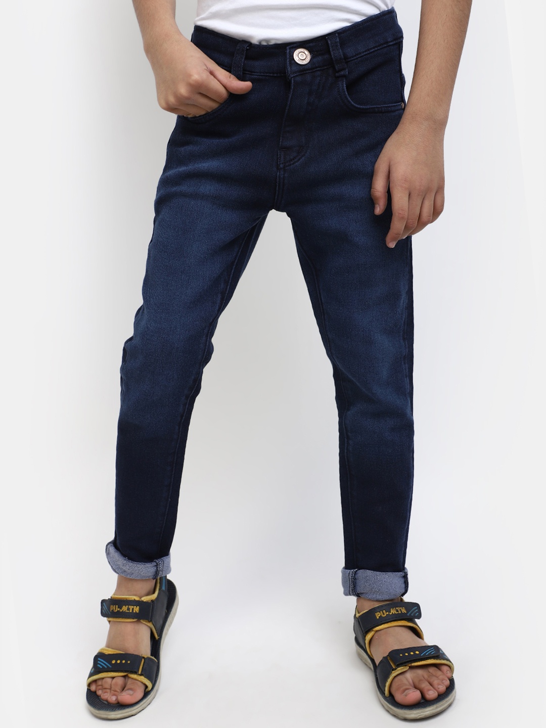 

V-Mart Boys Light Fade Clean Look Dobby Denim Stretchable Jeans, Blue