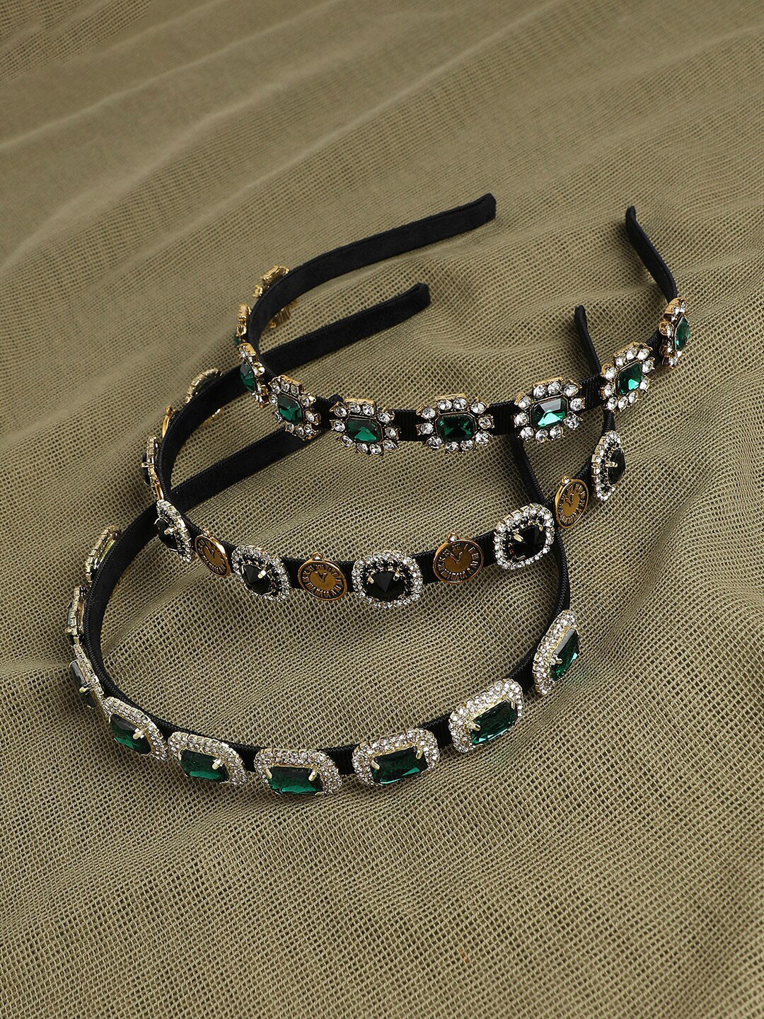 

SOHI Set of 3 Embellished Hairband, Black