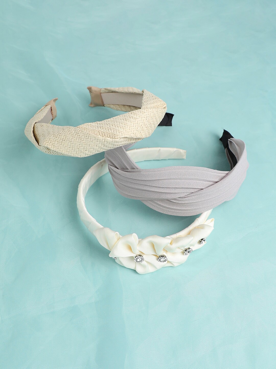

SOHI Set of 3 Embellished Hairband, Grey