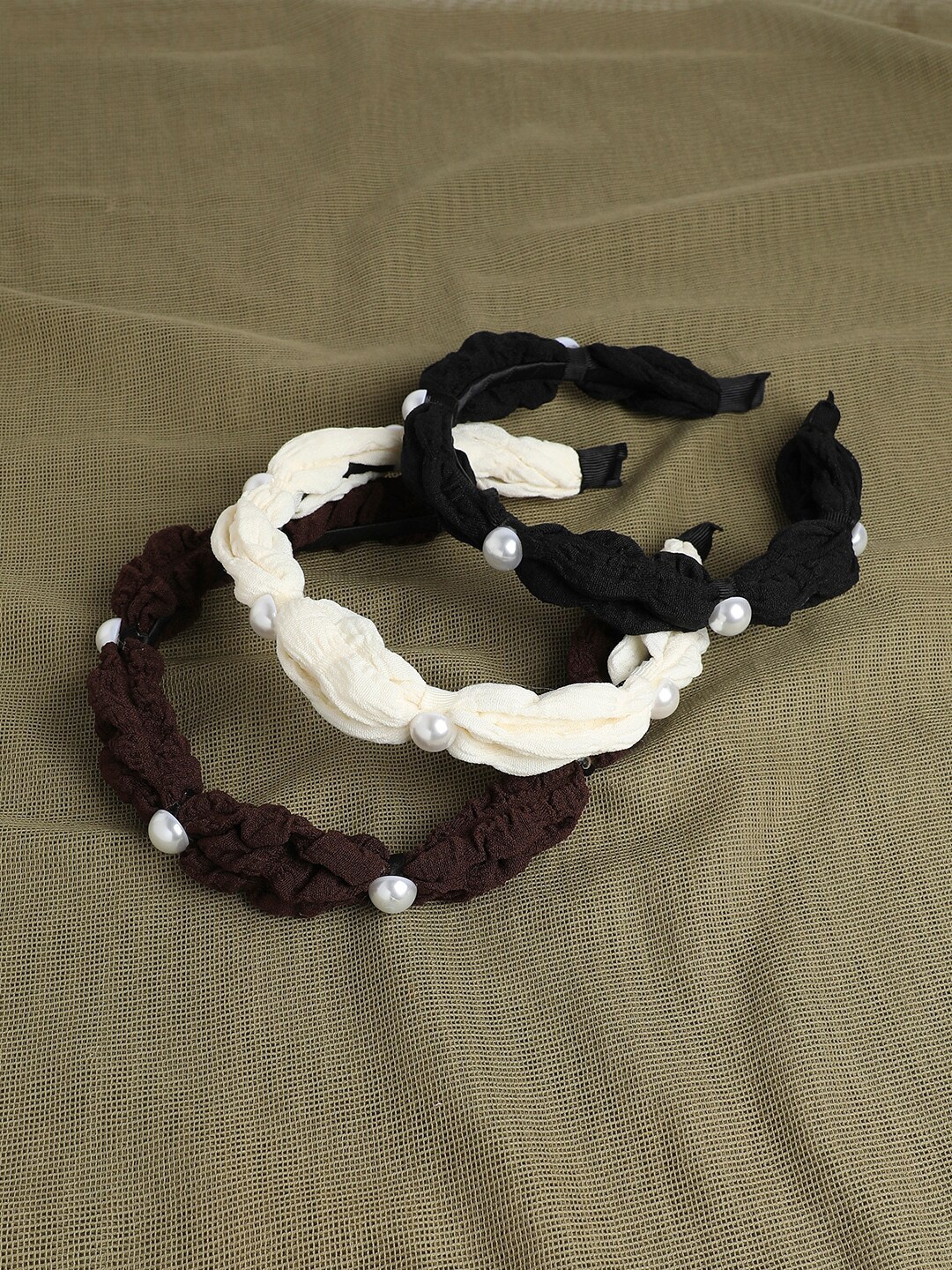 

SOHI Set of 3 Embellished Hairband, White