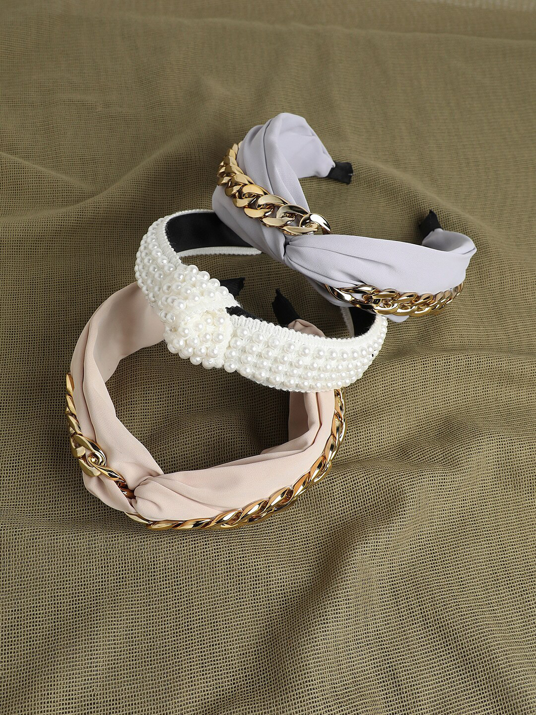 

SOHI Elegant Extravaganza Set of 3 Embellished Hairband, White