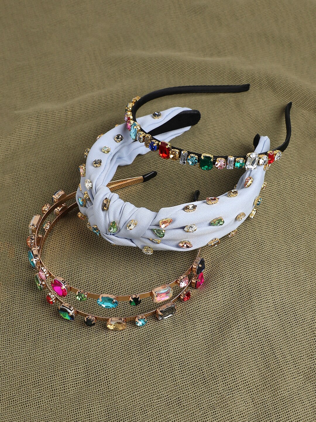 

SOHI Retro Revival Set of 3 Beaded Hairband, White