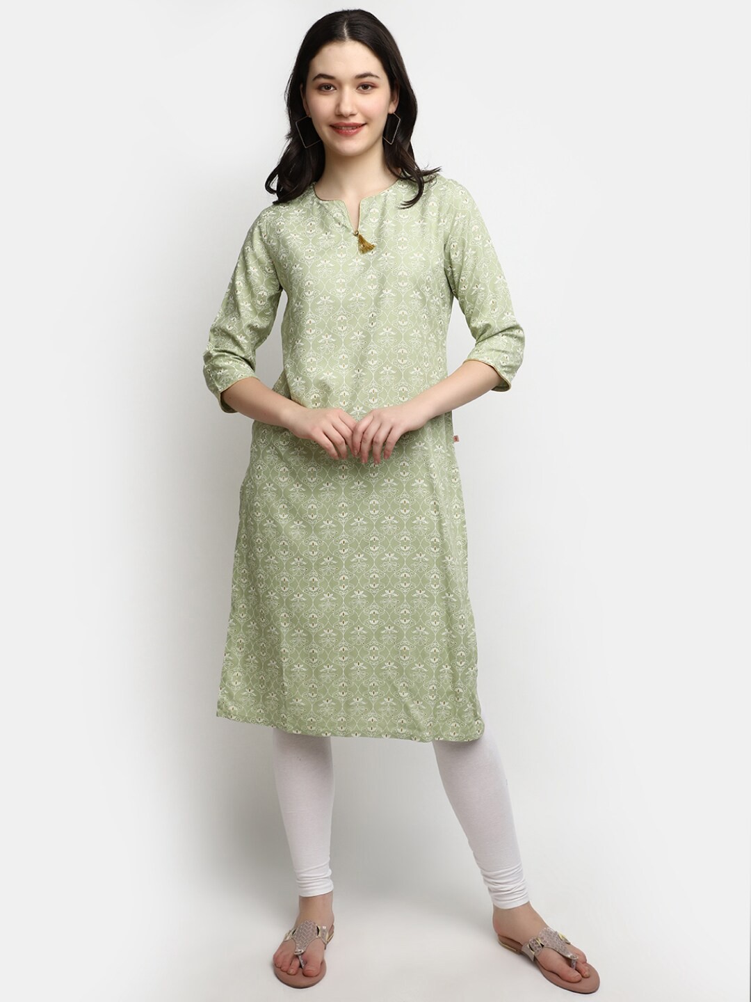 

V-Mart Ethnic Motifs Printed Kurta, Green