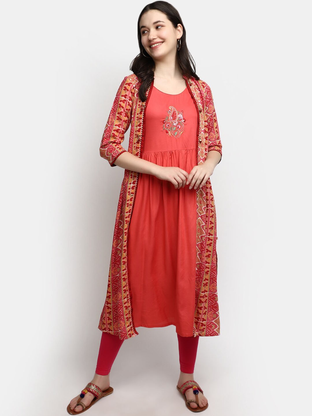 

V-Mart Ethnic Motifs Printed Kurta, Orange