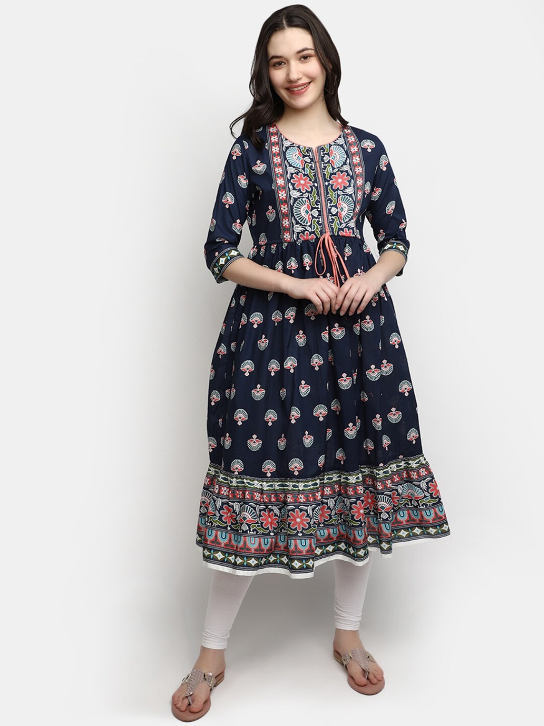 

V-Mart Ethnic Motifs Printed Anarkali Kurta, Blue