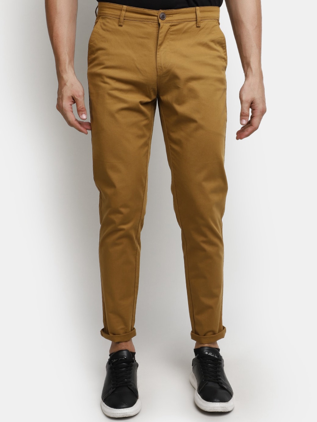 

V-Mart Men Mid-Rise Cotton Chinos Trousers, Khaki