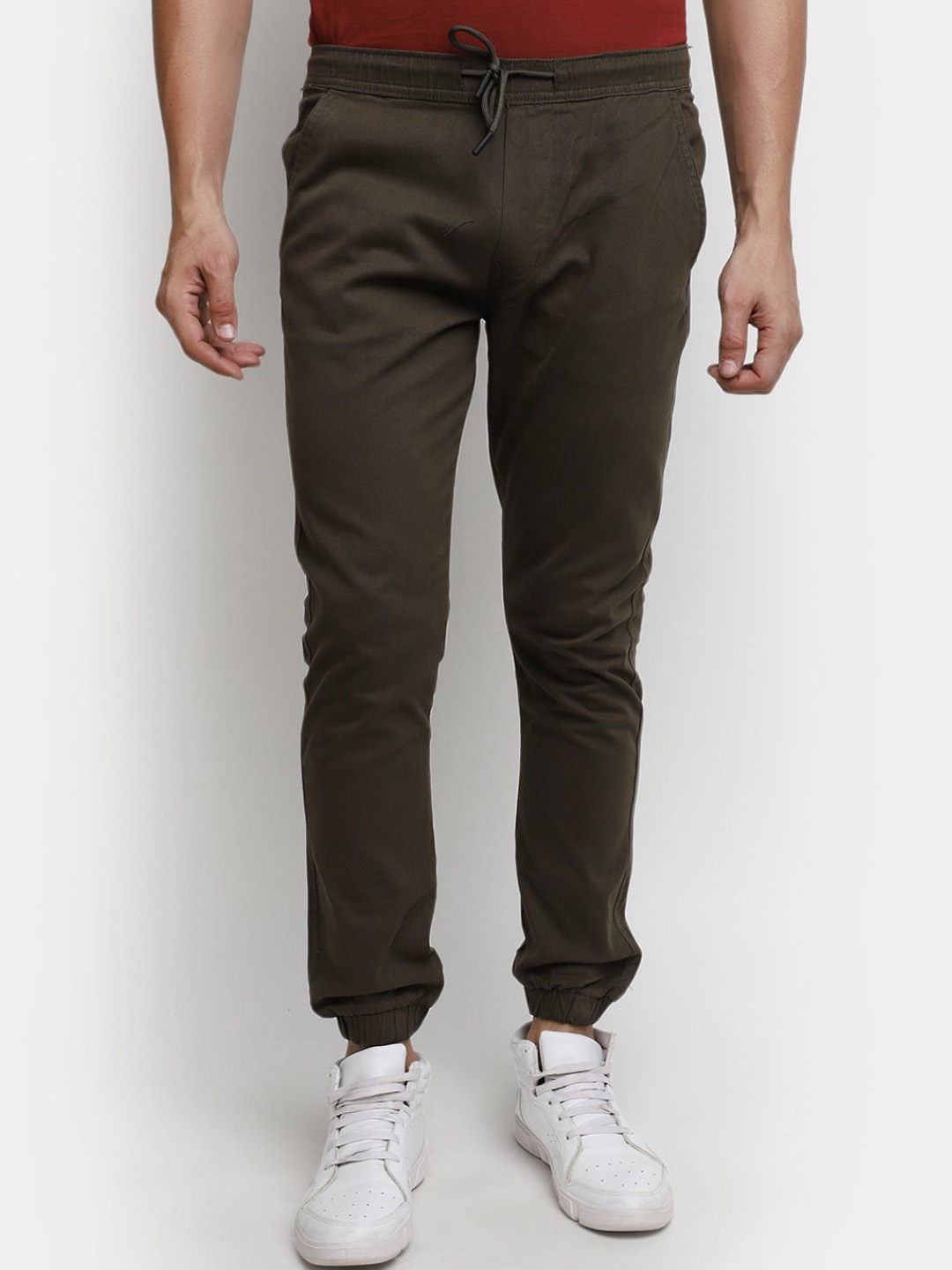 

V-Mart Men Mid Rise Cotton Joggers, Green