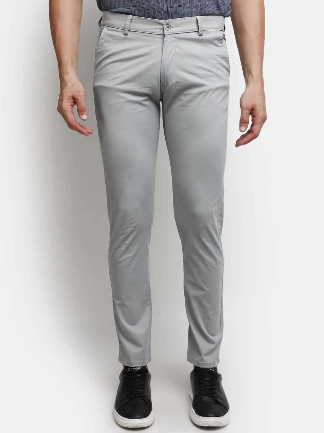 

V-Mart Men Mid-Rise Cotton Chinos Trousers, Grey