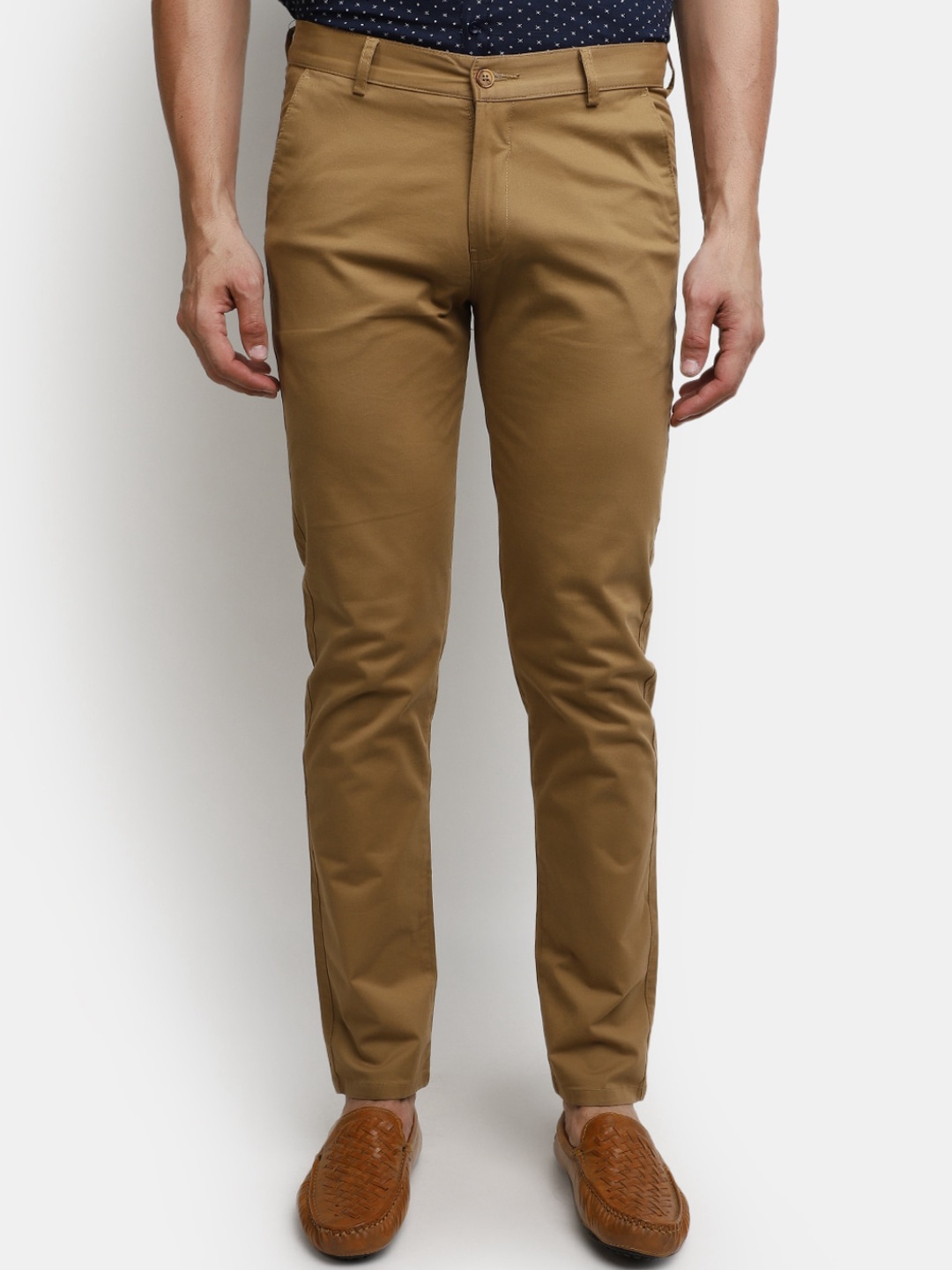 

V-Mart Men Mid-Rise Cotton Chinos Trousers, Khaki