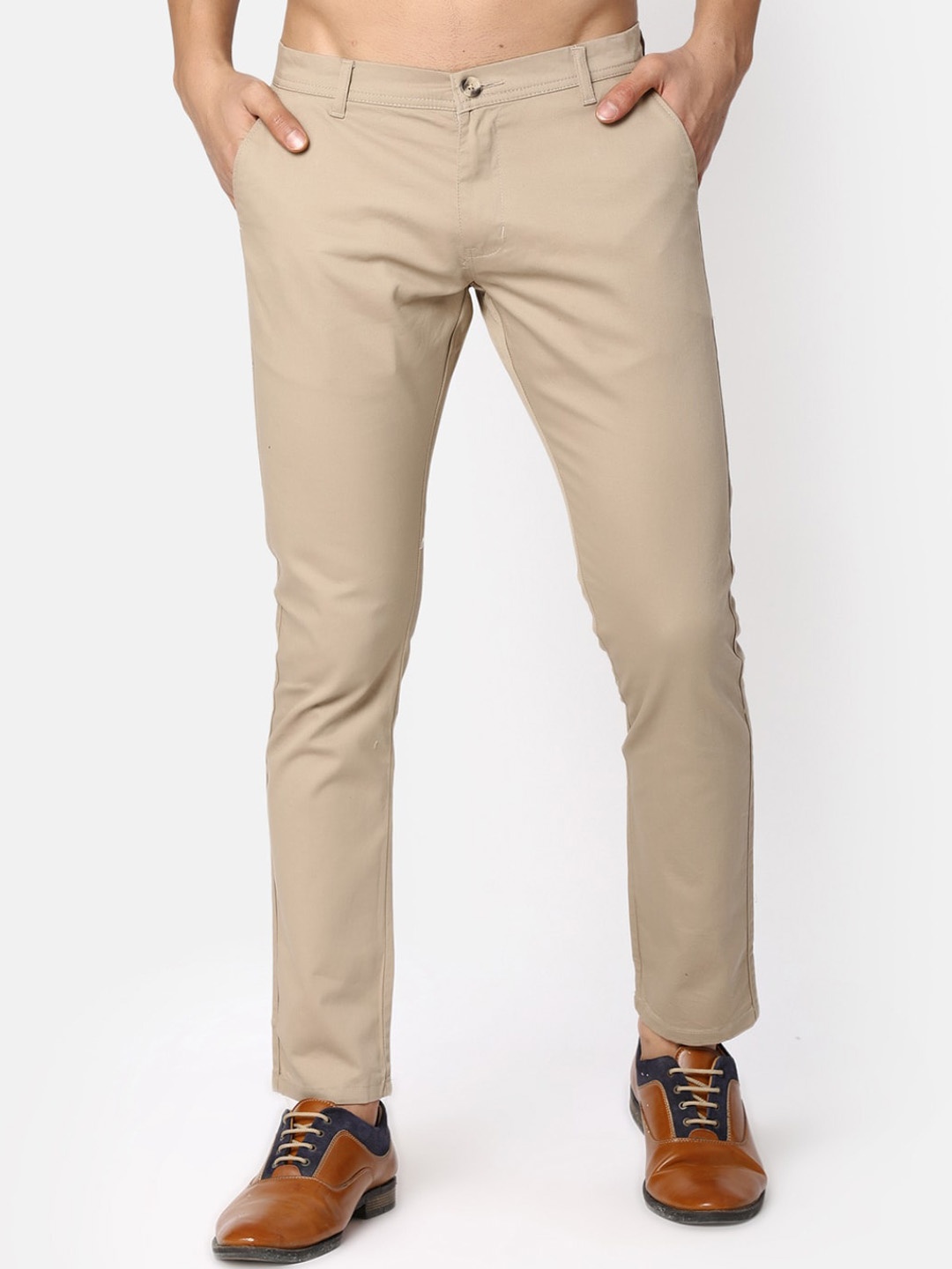 

V-Mart Men Cotton Chinos Trousers, Beige