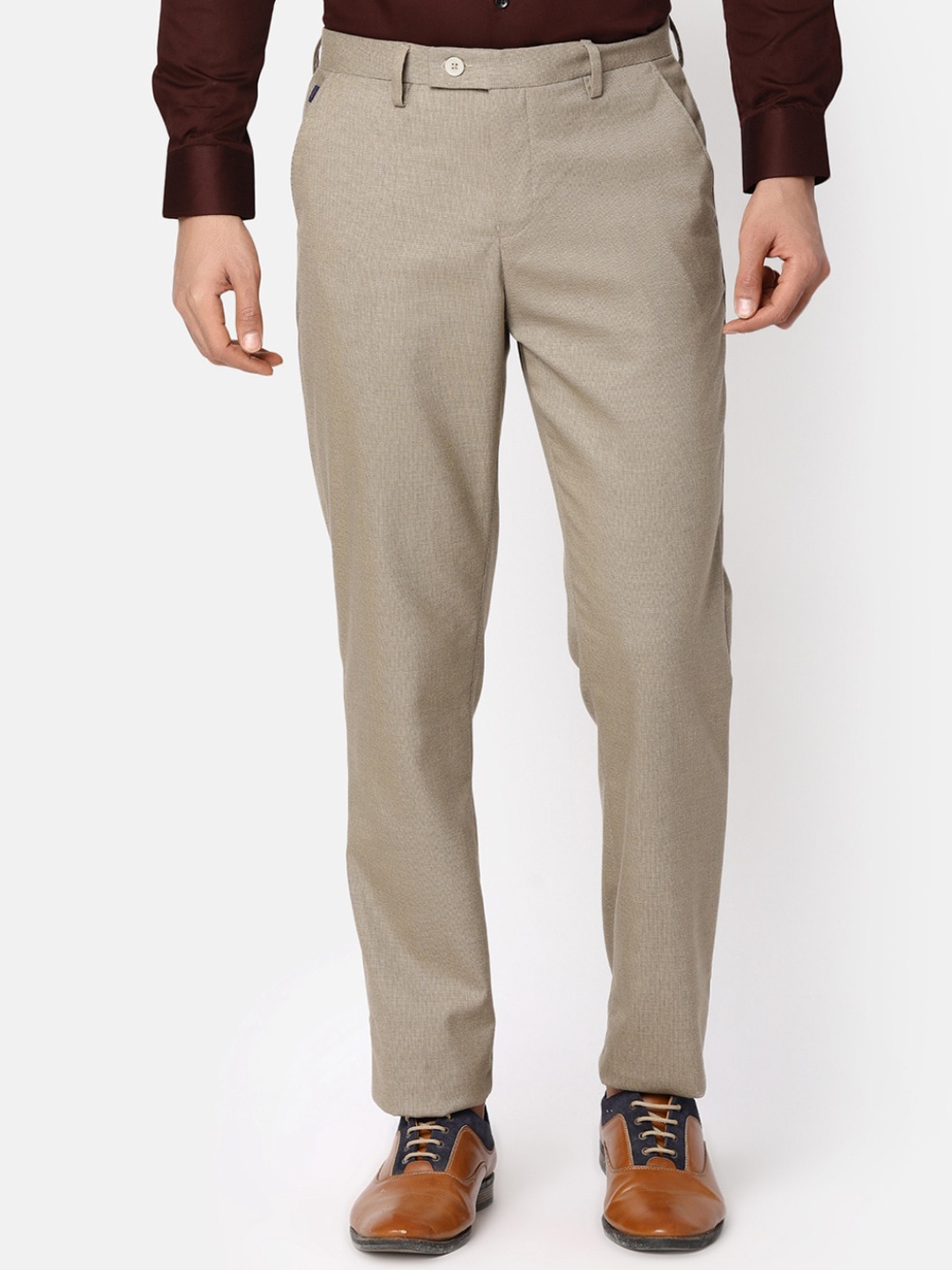 

V-Mart Men Mid Rise Formal Trousers, Beige