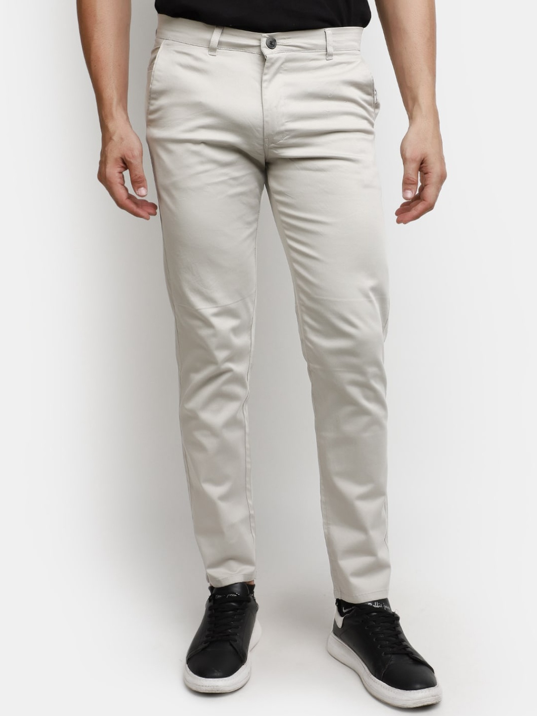 

V-Mart Men Mid Rise Cotton Chinos Trousers, Grey