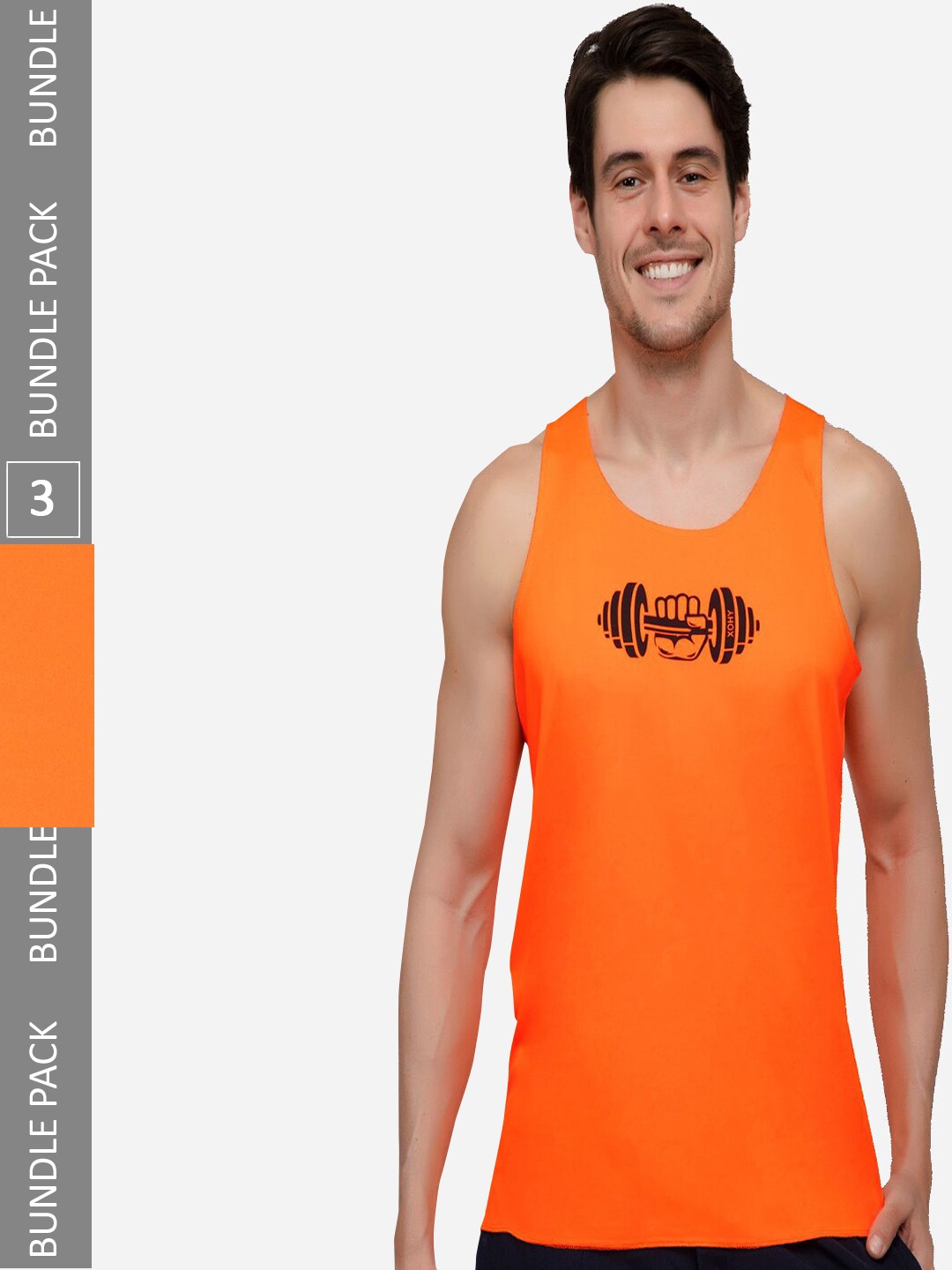 

Xohy Pack Of 3 Printed Gym Vest, Orange
