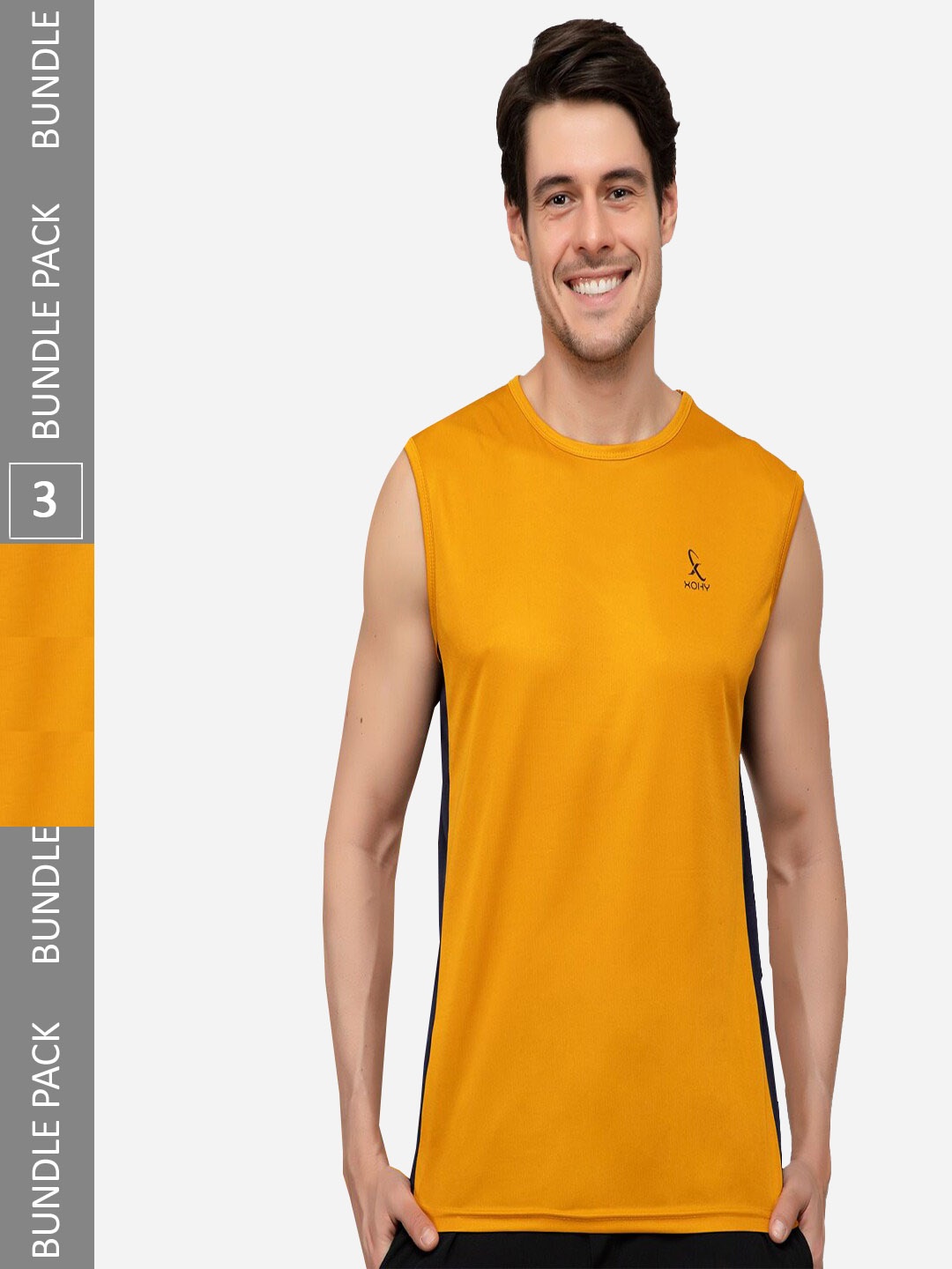 

Xohy Pack Of 3 Gym Vest, Mustard