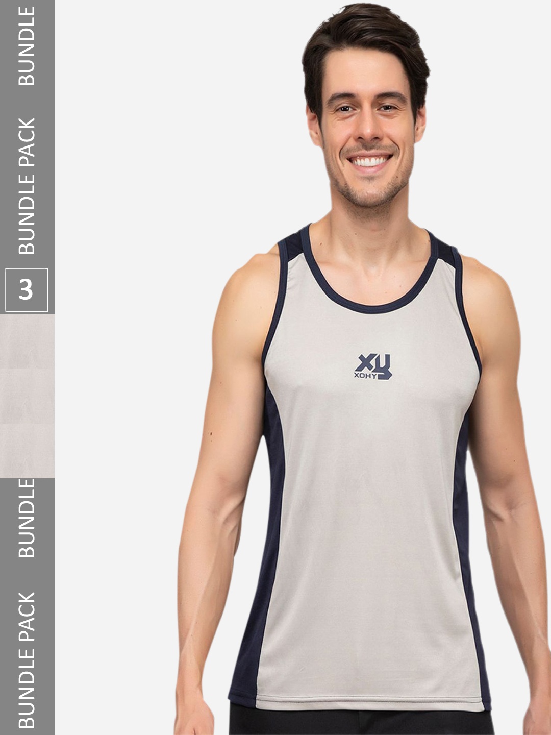 

Xohy Pack Of 3 Gym Vests, Grey